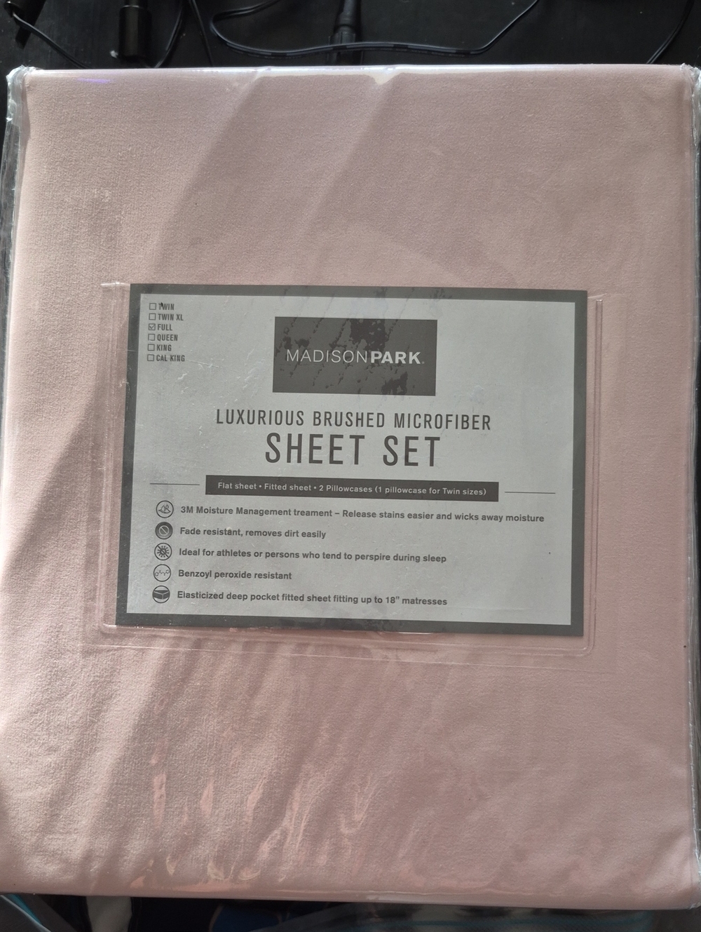 Madison Park Brushed Microfiber Sheet Set - Light Pink Size FULL